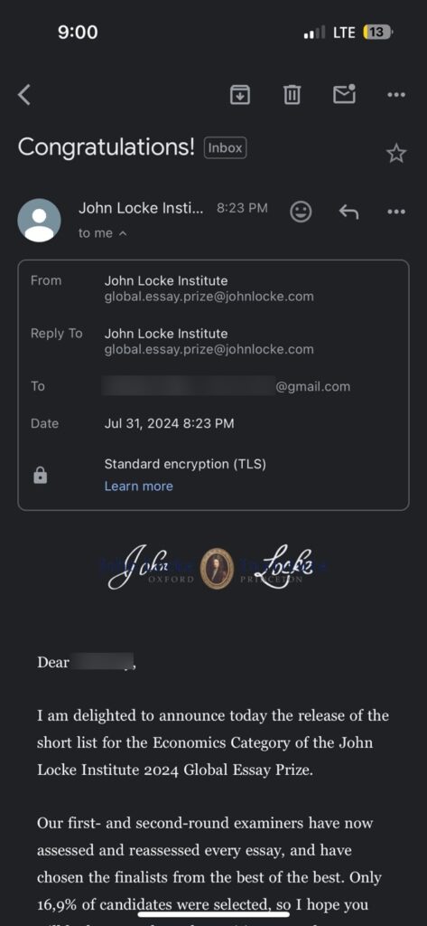 John Locke Essay Competition 성공!